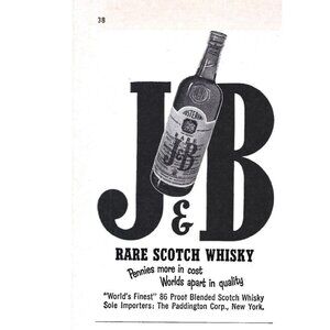 J and B Rare Scotch Whiskey Advertisement 1960s Vintage Print Ad